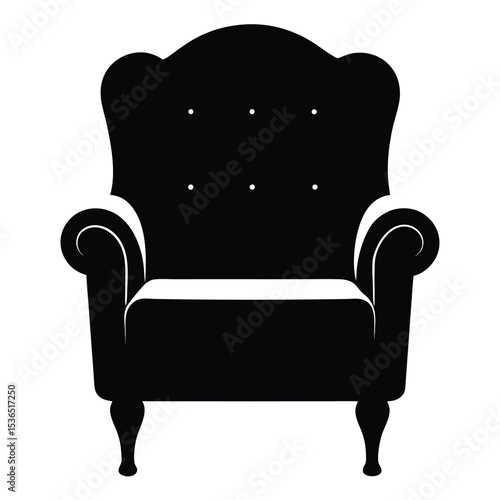 black armchair isolated on white background