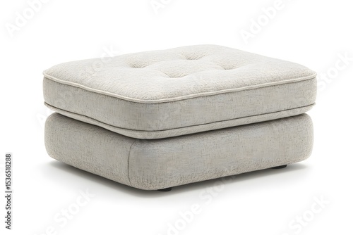 Grey attractive ottoman or footstool. Interior design concept. Isolated object on white background
