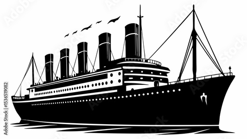 titanic ship vector black silhouette black on white background