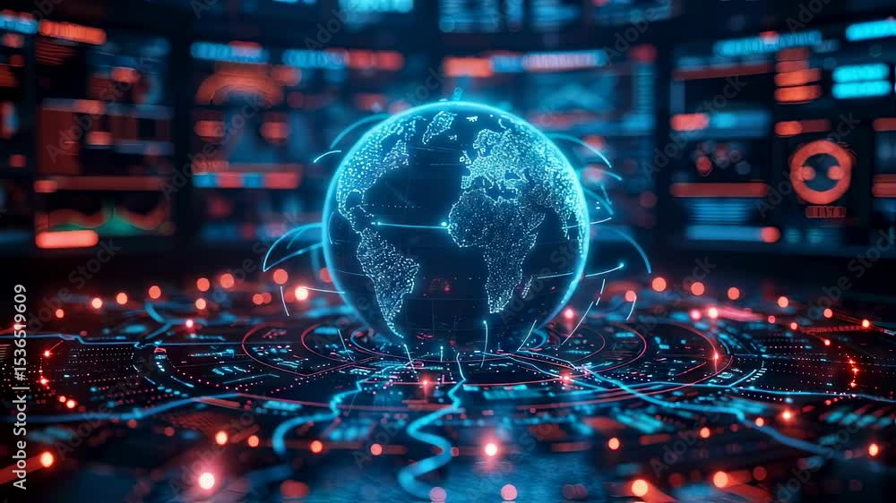 Global data network visualization with digital interface technology Global data network visualization with digital interface technology