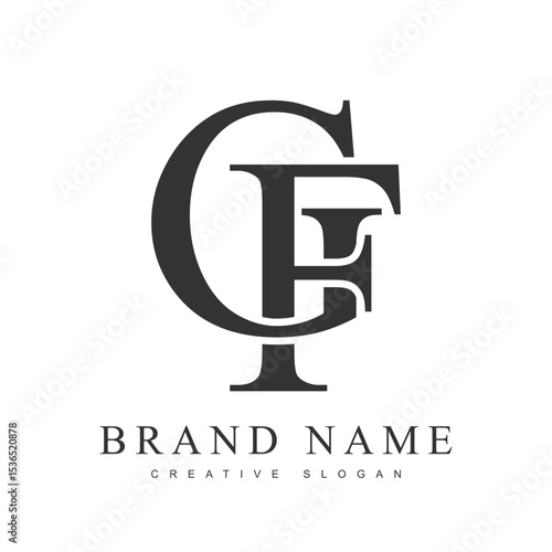 GF trendy logotype template. Initial letter g and f classic font style. Creative logo for company name or identity.