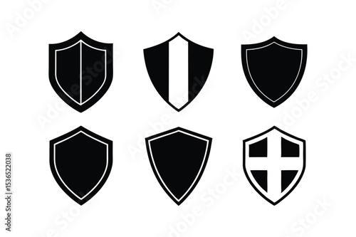 Free Download Set of different medieval shields silhouette vector illustration - GFXLoad