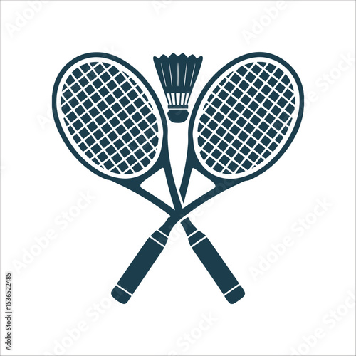 Badminton Racket and Shuttlecock Symmetrical Design A symmetrical composition of racket and shuttlecock
