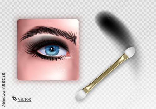 Smoky eye makeup with brush and detailed eye