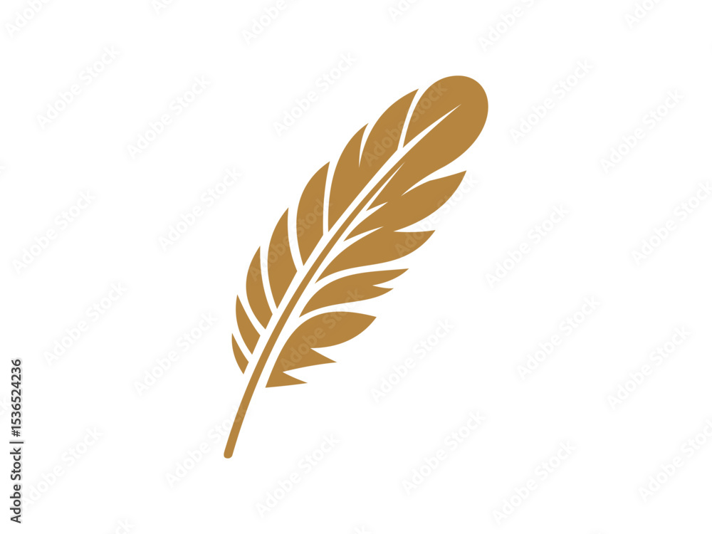 Fototapeta premium Flat Feather Symbol in Gold