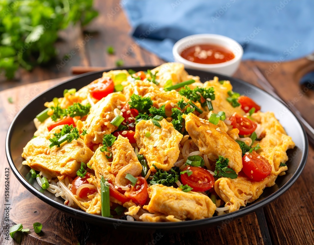 Fried egg noodles with vegetables Fried egg noodles with vegetables