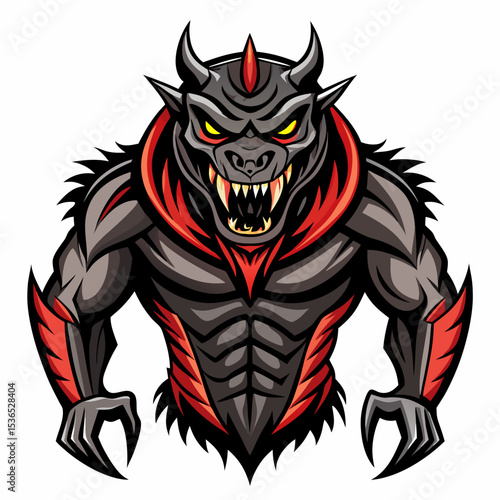 Wallpaper Mural Monster realistic  design and bold line black , white background ,full  color Torontodigital.ca