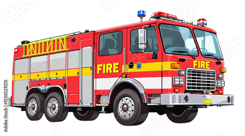 Fire Truck EMS Emergency Cartoon Toy No Background Vector