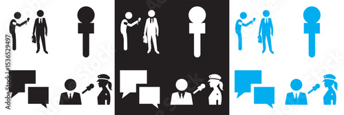Interview icon. Vector for websites, mobile interfaces, presentations, banner, visual branding etc. Vector illustration. isolated on white and black background. EPS 10
