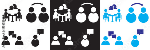 Interview icon. Vector for websites, mobile interfaces, presentations, banner, visual branding etc. Vector illustration. isolated on white and black background. EPS 10