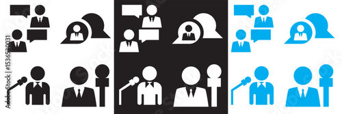 Interview icon. Vector for websites, mobile interfaces, presentations, banner, visual branding etc. Vector illustration. isolated on white and black background. EPS 10