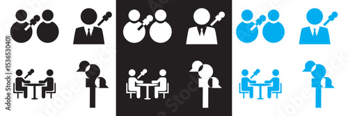 Interview icon. Vector for websites, mobile interfaces, presentations, banner, visual branding etc. Vector illustration. isolated on white and black background. EPS 10