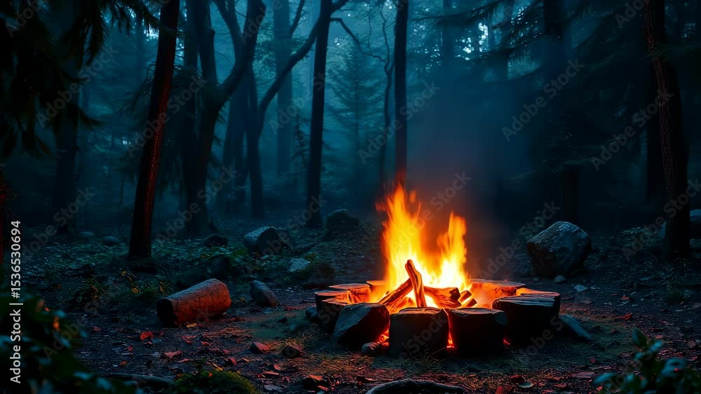 Cozy Campfire Ambiance, Relaxing Fire Sounds in a Mystical Forest Setting Cozy Campfire Ambiance, Relaxing Fire Sounds in a Mystical Forest Setting