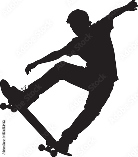 Skateboarder, Hikers, & Rock Guitarist Silhouettes - Extreme Adventure & Music Vector Pack