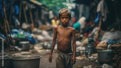 Poverty and Resilience, A Young Boy's Struggle in the Slums of India
