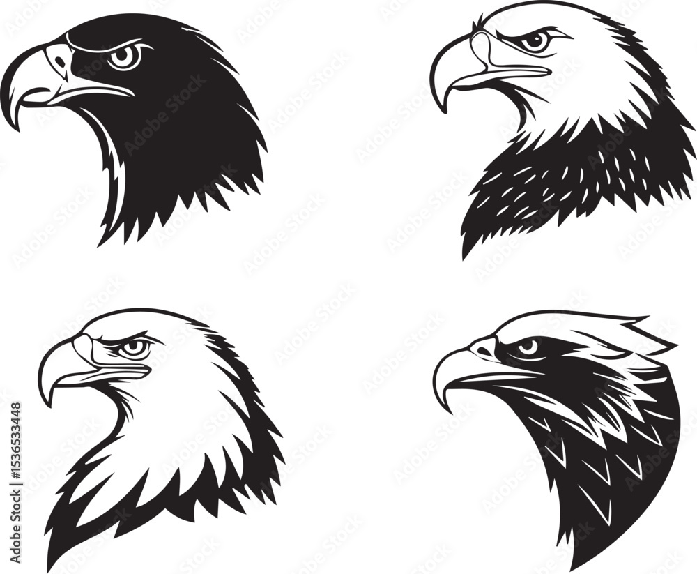 Obraz premium Eagle Head Collection Black and White Profiles