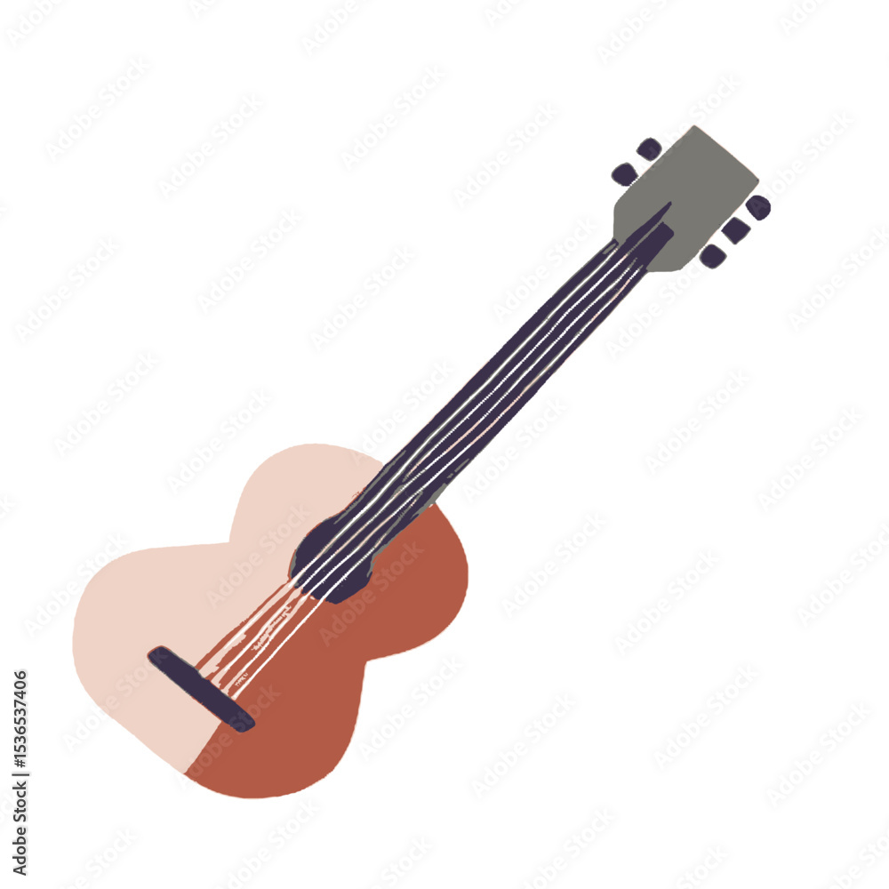 Fototapeta premium Colorful Illustration of Acoustic Guitar with Stylish Design