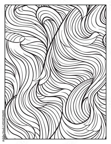 seamless pattern with abstract lines, Mindful Patterns Coloring Pages For Adults & Teens, black and white, line art Victor illustration, bold and easy coloring page, bold & easy coloring book