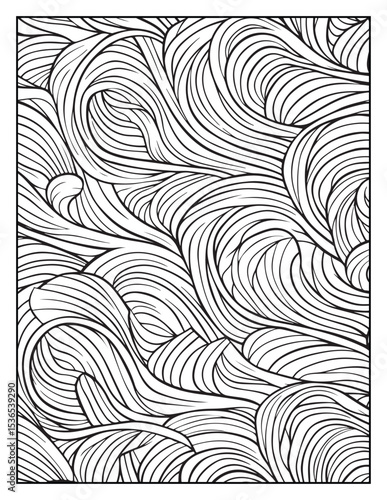 seamless pattern with abstract lines, Mindful Patterns Coloring Pages For Adults & Teens, black and white, line art Victor illustration, bold and easy coloring page, bold & easy coloring book