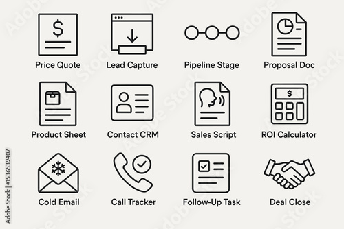 Business icons set for sales and marketing processes