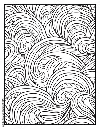 seamless pattern with abstract lines, Mindful Patterns Coloring Pages For Adults & Teens, black and white, line art Victor illustration, bold and easy coloring page, bold & easy coloring book
