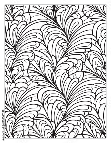 seamless pattern with abstract lines, Mindful Patterns Coloring Pages For Adults & Teens, black and white, line art Victor illustration, bold and easy coloring page, bold & easy coloring book