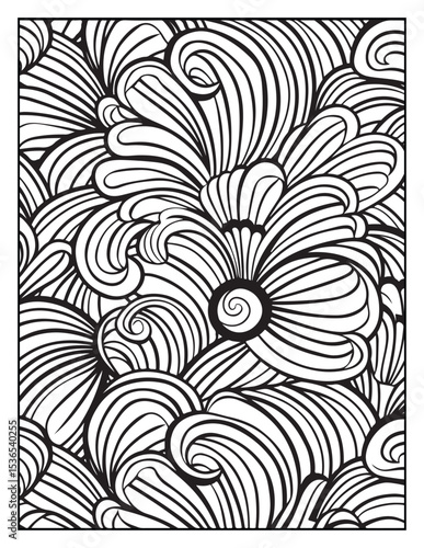 seamless pattern with abstract lines, Mindful Patterns Coloring Pages For Adults & Teens, black and white, line art Victor illustration, bold and easy coloring page, bold & easy coloring book