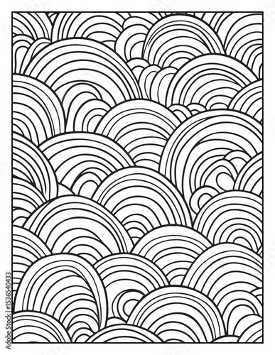 seamless pattern with abstract lines, Mindful Patterns Coloring Pages For Adults & Teens, black and white, line art Victor illustration, bold and easy coloring page, bold & easy coloring book