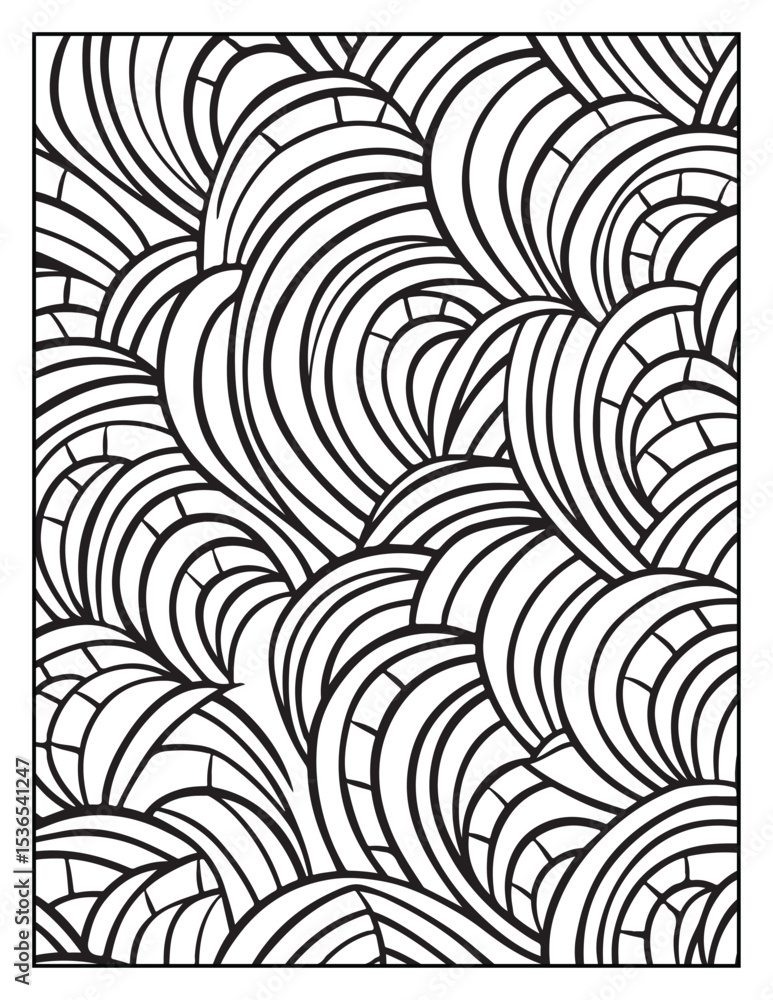 Fototapeta premium seamless pattern with abstract lines, Mindful Patterns Coloring Pages For Adults & Teens, black and white, line art Victor illustration, bold and easy coloring page, bold & easy coloring book