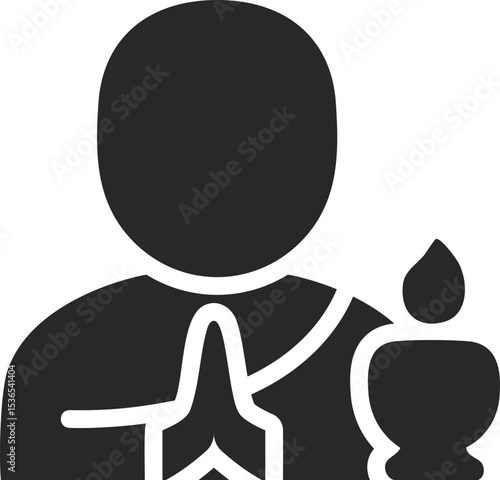 Monk solid icon used in religion, spirituality, and cultural tradition designs.