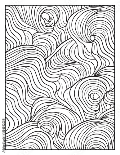seamless pattern with abstract lines, Mindful Patterns Coloring Pages For Adults & Teens, black and white, line art Victor illustration, bold and easy coloring page, bold & easy coloring book