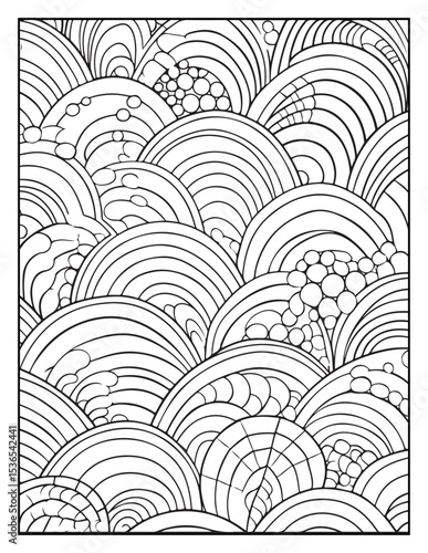 seamless pattern with abstract lines, Mindful Patterns Coloring Pages For Adults & Teens, black and white, line art Victor illustration, bold and easy coloring page, bold & easy coloring book