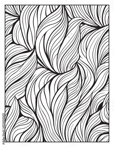 seamless pattern with abstract lines, Mindful Patterns Coloring Pages For Adults & Teens, black and white, line art Victor illustration, bold and easy coloring page, bold & easy coloring book