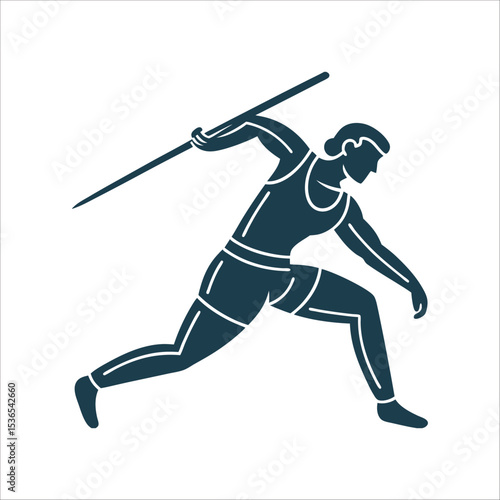 Javelin Thrower Silhouette Ready to Throw Javelin Thrower Mid Throw Arm pulled back body coiled