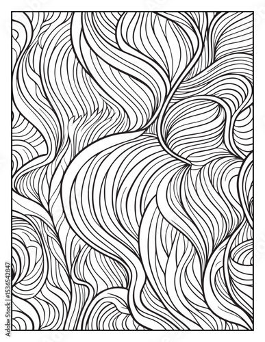 seamless pattern with abstract lines, Mindful Patterns Coloring Pages For Adults & Teens, black and white, line art Victor illustration, bold and easy coloring page, bold & easy coloring book