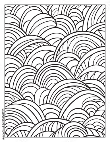 seamless pattern with abstract lines, Mindful Patterns Coloring Pages For Adults & Teens, black and white, line art Victor illustration, bold and easy coloring page, bold & easy coloring book