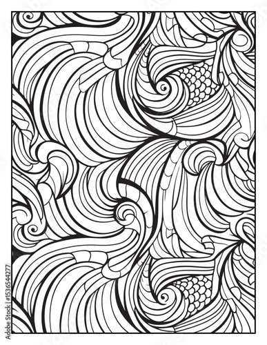 seamless pattern with abstract lines, Mindful Patterns Coloring Pages For Adults & Teens, black and white, line art Victor illustration, bold and easy coloring page, bold & easy coloring book