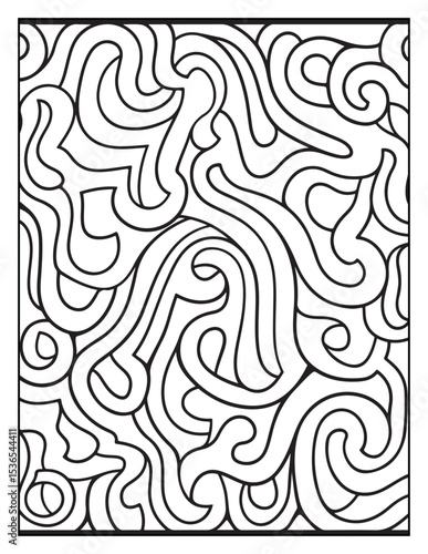 Mindful Patterns Coloring Pages For Adults & Teens, black and white, line art, illustration, bold and easy coloring page, bold & easy coloring book, stress relief ,coloring book, coloring page