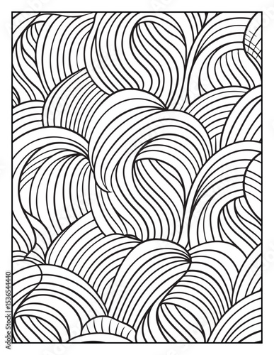 Mindful Patterns Coloring Pages For Adults & Teens, black and white, line art, illustration, bold and easy coloring page, bold & easy coloring book, stress relief ,coloring book, coloring page