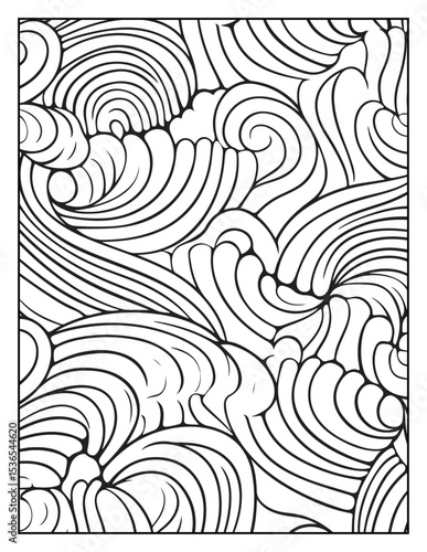 Mindful Patterns Coloring Pages For Adults & Teens, black and white, line art, illustration, bold and easy coloring page, bold & easy coloring book, stress relief ,coloring book, coloring page