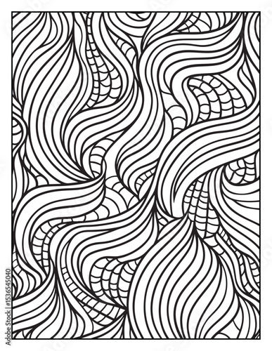 Mindful Patterns Coloring Pages For Adults & Teens, black and white, line art, illustration, bold and easy coloring page, bold & easy coloring book, stress relief ,coloring book, coloring page