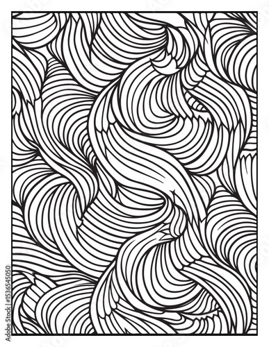 Mindful Patterns Coloring Pages For Adults & Teens, black and white, line art, illustration, bold and easy coloring page, bold & easy coloring book, stress relief ,coloring book, coloring page