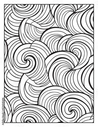 Mindful Patterns Coloring Pages For Adults & Teens, black and white, line art, illustration, bold and easy coloring page, bold & easy coloring book, stress relief ,coloring book, coloring page