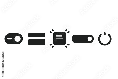 Focus-Friendly UI Icons. Solid style icons of focus-friendly UI components: toggle button with animation, input field with label,