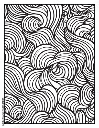 Mindful Patterns Coloring Pages For Adults & Teens, black and white, line art, illustration, bold and easy coloring page, bold & easy coloring book, stress relief ,coloring book, coloring page
