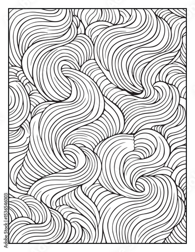 Mindful Patterns Coloring Pages For Adults & Teens, black and white, line art, illustration, bold and easy coloring page, bold & easy coloring book, stress relief ,coloring book, coloring page
