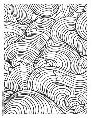 Mindful Patterns Coloring Pages For Adults & Teens, black and white, line art, illustration, bold and easy coloring page, bold & easy coloring book, stress relief ,coloring book, coloring page