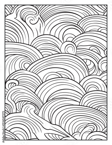 Mindful Patterns Coloring Pages For Adults & Teens, black and white, line art, illustration, bold and easy coloring page, bold & easy coloring book, stress relief ,coloring book, coloring page