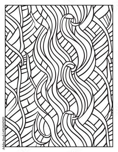 Mindful Patterns Coloring Pages For Adults & Teens, black and white, line art, illustration, bold and easy coloring page, bold & easy coloring book, stress relief ,coloring book, coloring page