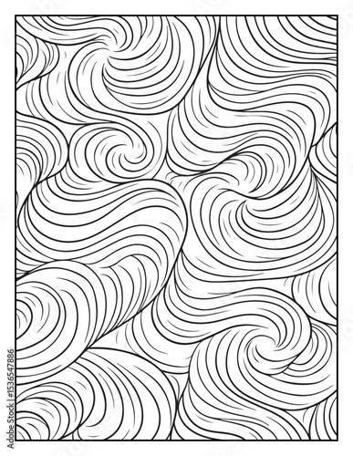 Mindful Patterns Coloring Pages For Adults & Teens, black and white, line art, illustration, bold and easy coloring page, bold & easy coloring book, stress relief ,coloring book, coloring page